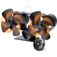 Vulpes goods Tech - Kachelventilator voor Houtkachel - Haardventilator - Ecofan - Warmte Ventilator - 8 Bladen & 2 Ventilatoren - Incl. Thermometer & Handschoen - PRO versie