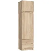 Akord Kledingkast STAR S60 met Opzetstuk, 2 Deuren en 2 Lades / Furniture Factory / Sonoma Eik / 60 x 234 x 51 cm