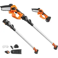 Vevor Mini-kettingzaag met accu 20V 2Ah borstelloze motor 2-in-1 snoerloze stoksnoeizaag 22.000 tpm kettingzaag elektrisch