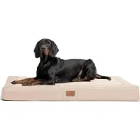 Tierlando OSCAR VISCO Orthopedisch hondenbed met kunstleer en velours - Afmetingen: 120x90 cm | Kleur: 05 Crème