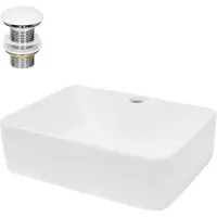 LuxeBath Wastafel 480x380x140 mm van keramiek incl. afvoerset zonder overloop