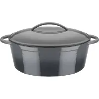 GSW Gusseisen ovale braadpan, Grey Shadow, 33x25cm / 7 liter. Gietijzeren, ovale braadpan met deksel, afmetingen ongeveer 33 x 25 x 13,0 cm