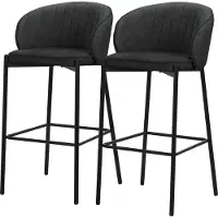 ML-Design Barkruk set van 2 antraciet 50x101x54 cm met rugleuning en voetensteun tot 120 kg