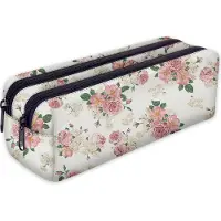 Ferocity Etui, pennenetui, etui met 2 vakken, schooletui, grappig 3D-motief, bloemen [107]