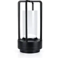 MMOBIEL LED Tafellamp Glazen Dimbaar Oplaadbaar – Draadloze Metalen Tafellamp met Touchbediening, 3 Lichtkleuren, USB-C, 2000mAh Accu voor Binnen & Buiten, Slaapkamer, Restaurant, Patio – Zwart