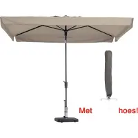 Madison Parasol rechthoek Ecru 300 x 200 cm met beschermhoes | Kantelbare rechthoekige parasol Delos | 100% polyester doek