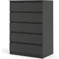 Ebuy24 Nada kommode breed met 5 lades, mat zwart.