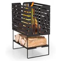 Blumfeldt Krakatoa vuurkorf solide staal houtberging laser-cut design