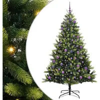Syfax Kunstkerstboom met scharnier 300 LEDs Groen 240 cm PVC en PE