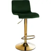 CLP Barkruk Hover - met rugleuning - verstelbaar - draaibar - metalen frame - fluweel - goud/groen