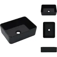 vidaXL Gootsteen - Gootstenen - Wastafel - Wastafels - Wastafel 40x30x13 cm keramiek zwart