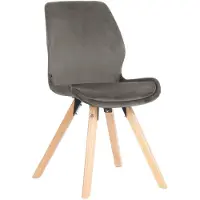 CLP Esszimmerstuhl Luna: Modern design, naturel kleurig frame, beklede zitting in grijs. Materiaal: fluweel