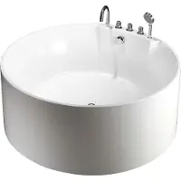 Vente-unique Ronde vrijstaande badkuip met kraan - LINDA - 373L - 150 x 150 x 58 cm