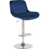 CLP Solon Barkruk - met rugleuning - in hoogte verstelbare - draaibaar - chroom frame - chroom/blauw