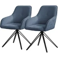 ML-Design Eetkamerstoel set van 2 draaibare stoelen blauw in geweven stof met rugleuning en armleuningen ML design