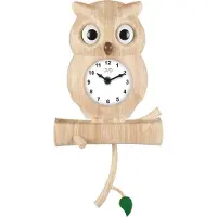 JVD Kinderwandklok met opwinding - Uil - 20x40 cm - Stille Uurwerk