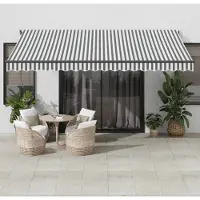 Prolenta Maison Exclusive - Handbediende zonnescherm met LED-verlichting, antraciet en wit, 450x350 cm