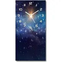 Tulup Wandklok - Melkwegstelsel Gekleurde Glazen Klok - 30x60 cm - Blauw Glazen Klok Met Print - Witte handen - Rechthoekige Klok - Moderne Wandklok Glas - Wandklok Glas Decoratie
