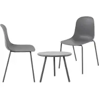 CLP Mindin tuinset - voor de tuin - loungeset - Set van tafel Minot en 2 x stoel Hardin - UV-bestendig - Tuinmeubelen - donkergrijs