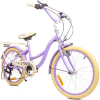 Sun baby Flower Bike Fiets voor een meisje van 6 tot 10 jaar, 20 inch Lavendel, 6 versnellingen Shimano, kinderfiets in hoogte verstelbaar