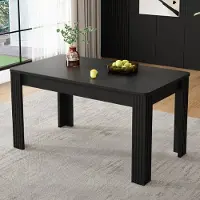 STILVORA Eettafel: Robuust, met vier poten, rechthoekige keukentafel van eikenhout. Moderne, eenvoudige bijzettafel, zwart