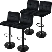 ML-Design Set van 4 barkrukken Abigail velvet | fluweel zwart 45x112x50 cm barkrukken | NADUVI
