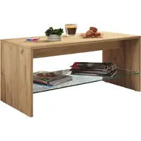 VCM Houten salontafel Sofa-tafel Woonkamertafel Bijzettafel Glas Wisal
