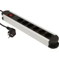 McPower Vrijstaande Stekkerdoos - 6 Stopcontacten - Aan/uit knop - Verdeelstekker met 1.4 meter kabel - Aluminium