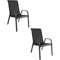 Leobert Set van 2 tuinstoelen SOFIA – Zwart – Stapelbaar – Weerbestendig
