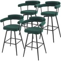 ML-Design Set van 4 barkrukken 360° draaibaar donkergroen 61x103x55 cm met armleuning, rugleuning en voetensteun tot 120 kg ML design