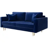 Selsey Zitbank Maye velvet | Design fluweel blauw 230x90x97 cm zitbanken | NADUVI