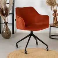 Livin24 Eetkamerstoel met wieltjes Quinn koper velvet