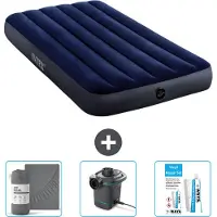 Intex Luchtbed - 1-Persoons - 99 x 191 x 25 cm - Blauw - Inclusief Hoeslaken - Pomp en Reparatieset