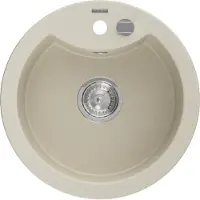 Mexen Diego granieten gootsteen 1-kompartment 488 x 480 , beige, sifon chroom - 6512481000-69