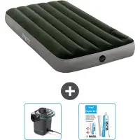 Intex Luchtbed - 1-Persoons - 99 x 191 x 25 cm - Groen - Pomp en Reparatieset