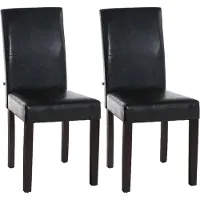 CLP Set van 2 eetkamerstoelen Ina, bekleed met kunstleer, met houten frame, bruin. Framekleur: donkerbruin