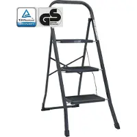 Baumarktplus TRUTZHOLM Opvouwbare Trapladder 3 Treden Antraciet - TÜV/GS 150kg Huishoudtrap - Heavy Duty Trapje Antisliptreden Keukentrap