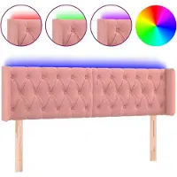 vidaXL Hoofdbord LED 163x16x78/88 cm fluweel roze