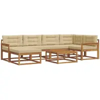 vidaXL Buiten bank set 7 st Natuurlijk en Beige