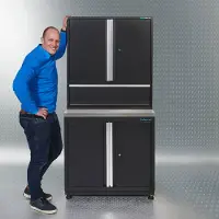 Datona PREMIUM werkbank met RVS werkblad 92 cm breed - Zwart