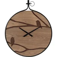 Clayre & Eef Wandklok 60x4x72 cm zwart mdf ijzer vogels muurklok