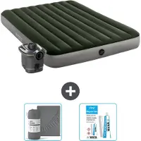 Intex Luchtbed - 2-Persoons - 152 x 203 x 25 cm - Groen - Inclusief pomp - Hoeslaken en Reparatieset