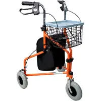 Mobiclinic Caleta - Rollator - Rollator met 3 Wielen - Vergrendelbare Remmen - Looprek met wielen - Stoel en Rugleuning - Opvouwbare en Verstelbare in Hoogte - Lichtgewicht - Mand en Draagtas - Oranje