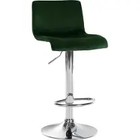 CLP Barkruk Hover - met rugleuning - verstelbaar - draaibar - metalen frame - fluweel - chroom/groen