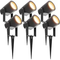 LEDVION - 6X LED Prikspots, Zwart, IP44, 1W, 3000K, 1M Kabel, Tuinspots Buiten