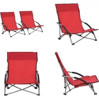 vidaXL Opvouwbare strandstoelen, 2 stuks, rood, stof - Strandstoel - Strandstoelen - Campingstoel - Campingstoelen