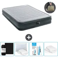 OEM Luchtbed - 2-Persoons - 152 x 203 x 33 cm - Grijs - Inclusief pomp - Hoeslaken - Kussen - Reparatieset en Kussenbeschermer