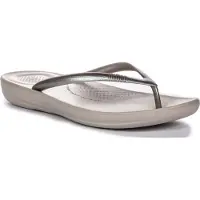 Fitflop tm Iqushion Dames Ergonomische Teenpost Sleehak Slippers Zilver