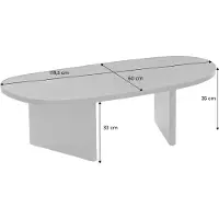 Sweeek - Ovale salontafel van mangohout en steenfineer, metalen rand