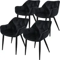 ML-Design Eetkamerstoel Veles velvet set van 4 | fluweel zwart 67x83x59 cm eetkamerstoelen | NADUVI